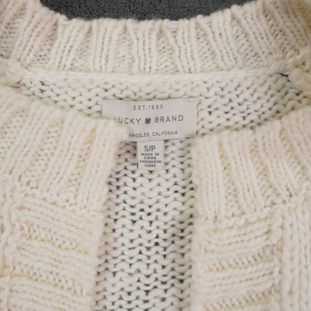 Lucky Brand Cardigan Women Small Chunky Knit Bobble Sleeve Open Front Wool Blend - Picture 6 of 13